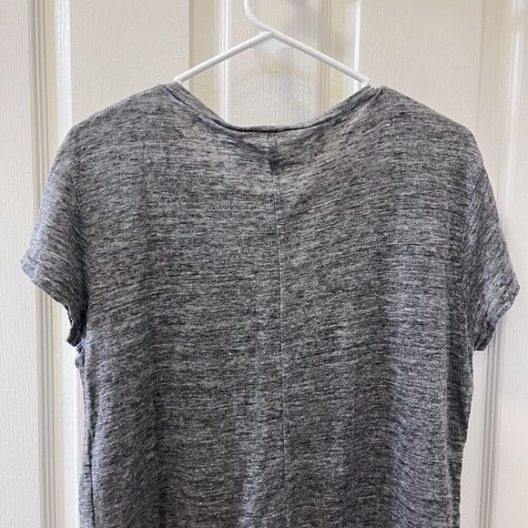 FRAME Classic Crewneck 100% Linen Tee Shirt Top Gris Gray Women's Size Large - Picture 11 of 12